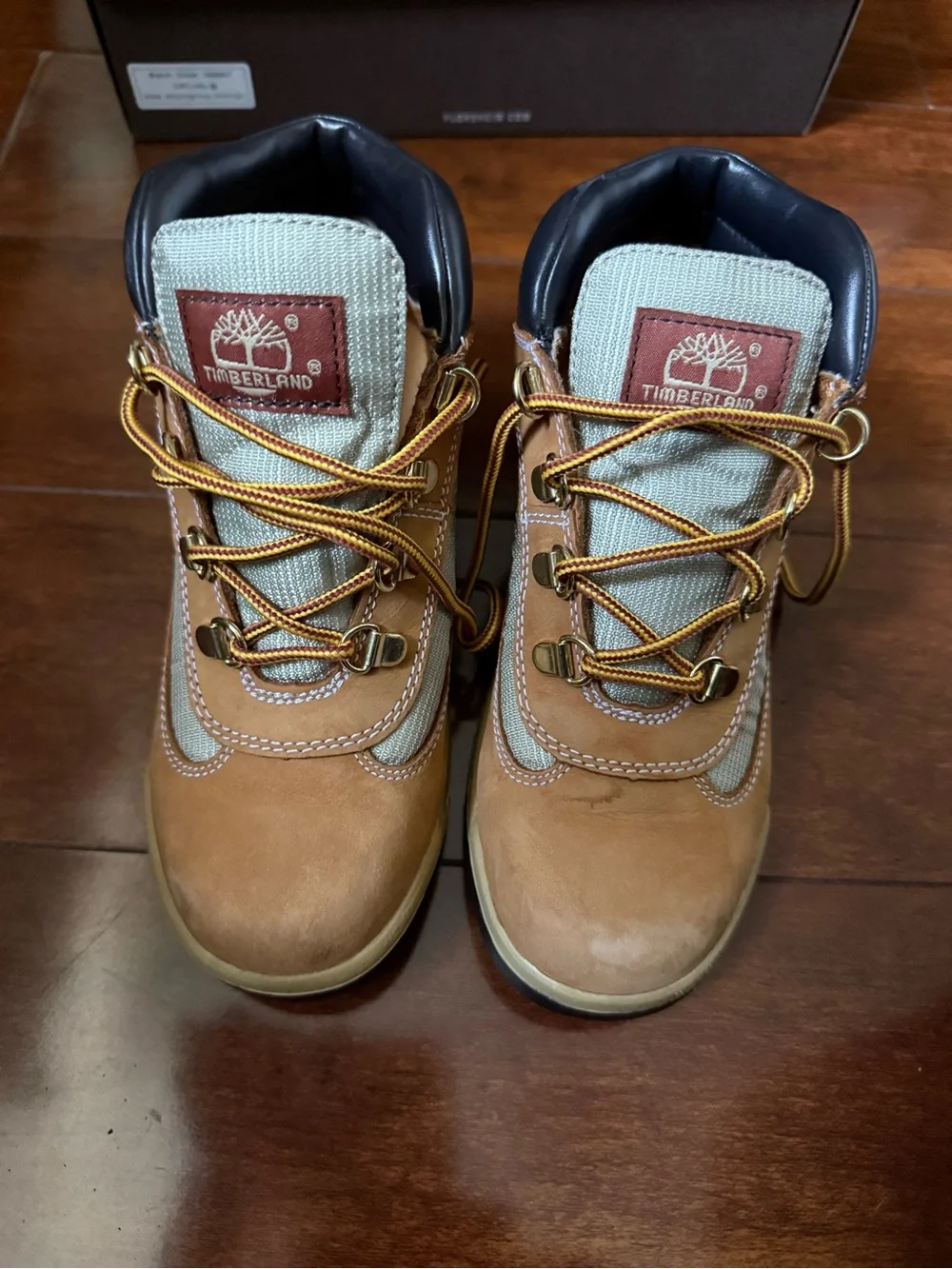 Timberland Boys Field Boots Wheat Nubuck Leather Size 3 – Style 15745